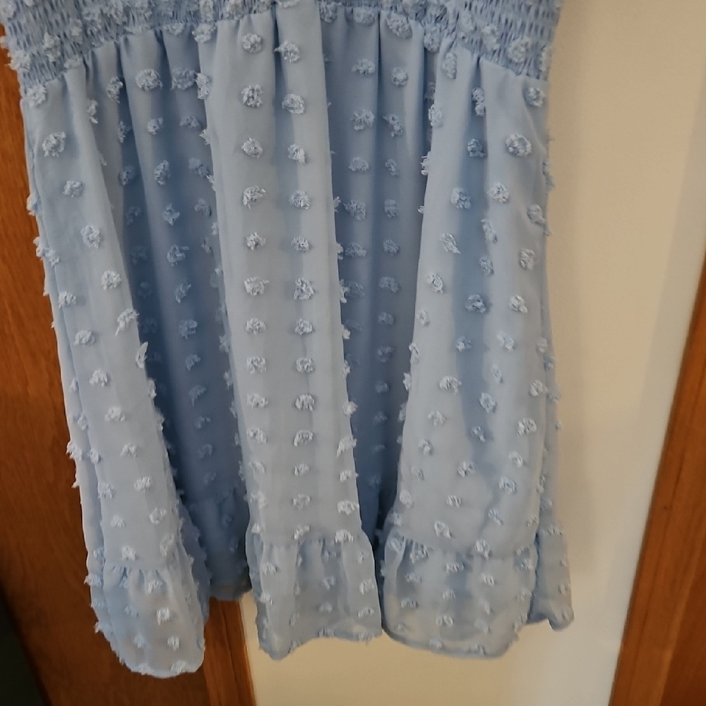 Elegant Blue Textured Mini Dress - Picture 3 of 5